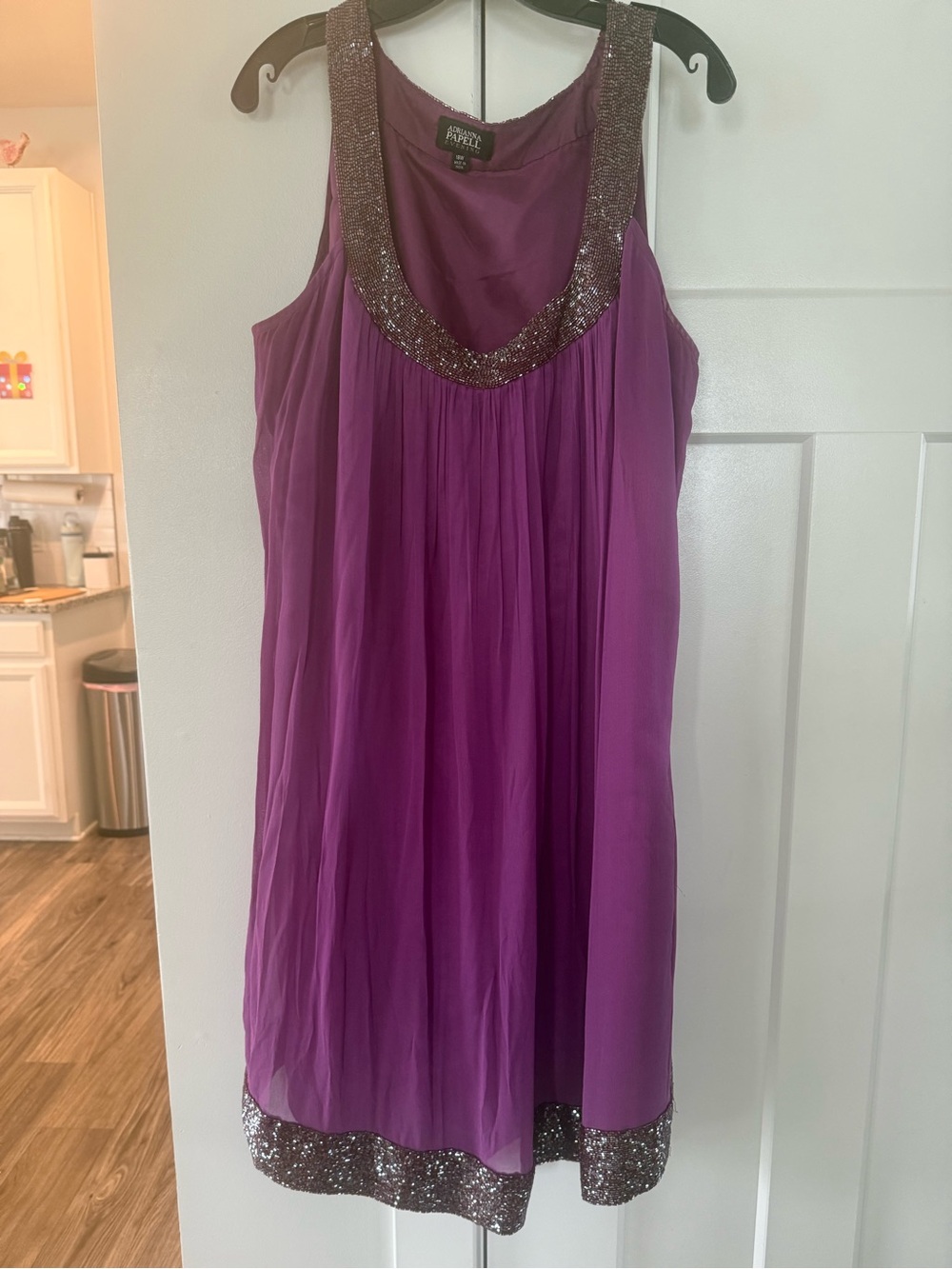 Adrianna Papell Evening Plum Zip-Back Dress